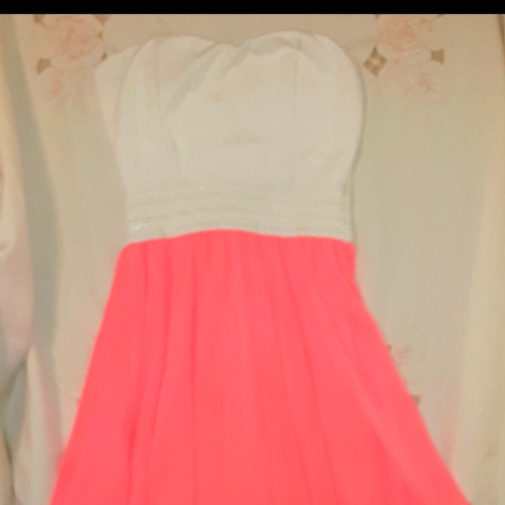Rue 21 strapless white top/ bottom coral mini dress